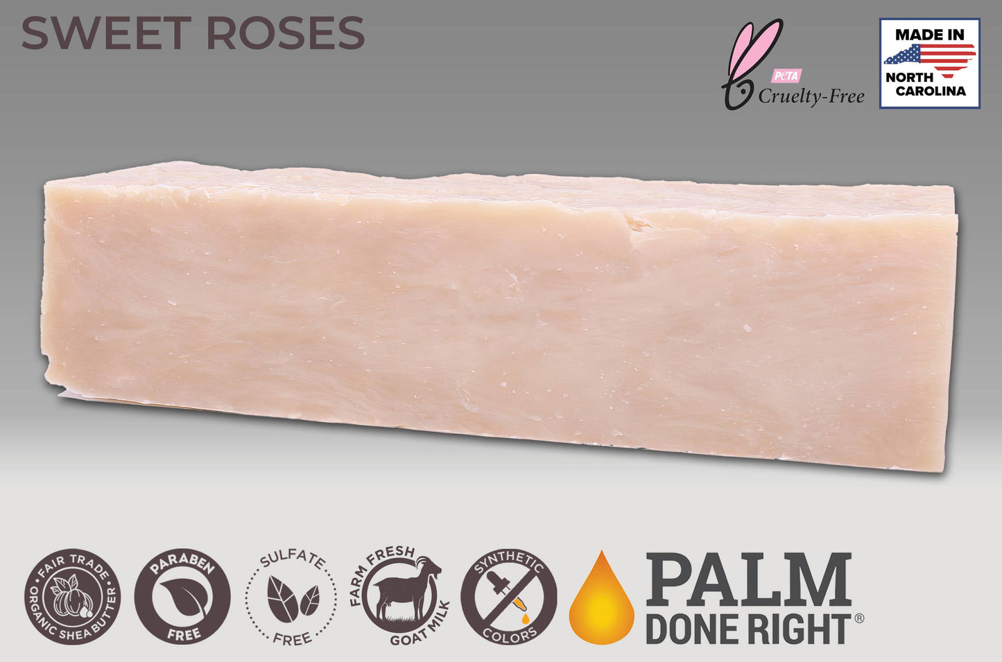 Sweet Roses Goat Milk Soap: Cut into 10-4.5 oz- 1" bars